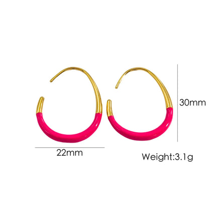 1 Pair IG Style Modern Style Simple Style Geometric Enamel 304 Stainless Steel 14K Gold Plated Ear Studs