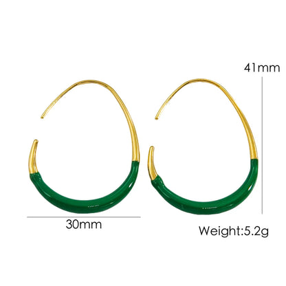 1 Pair IG Style Modern Style Simple Style Geometric Enamel 304 Stainless Steel 14K Gold Plated Ear Studs