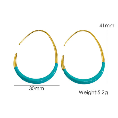 1 Pair IG Style Modern Style Simple Style Geometric Enamel 304 Stainless Steel 14K Gold Plated Ear Studs