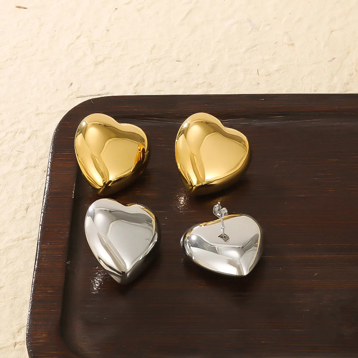 1 Pair IG Style Modern Style Simple Style Heart Shape Stainless Steel 18K Gold Plated Ear Studs