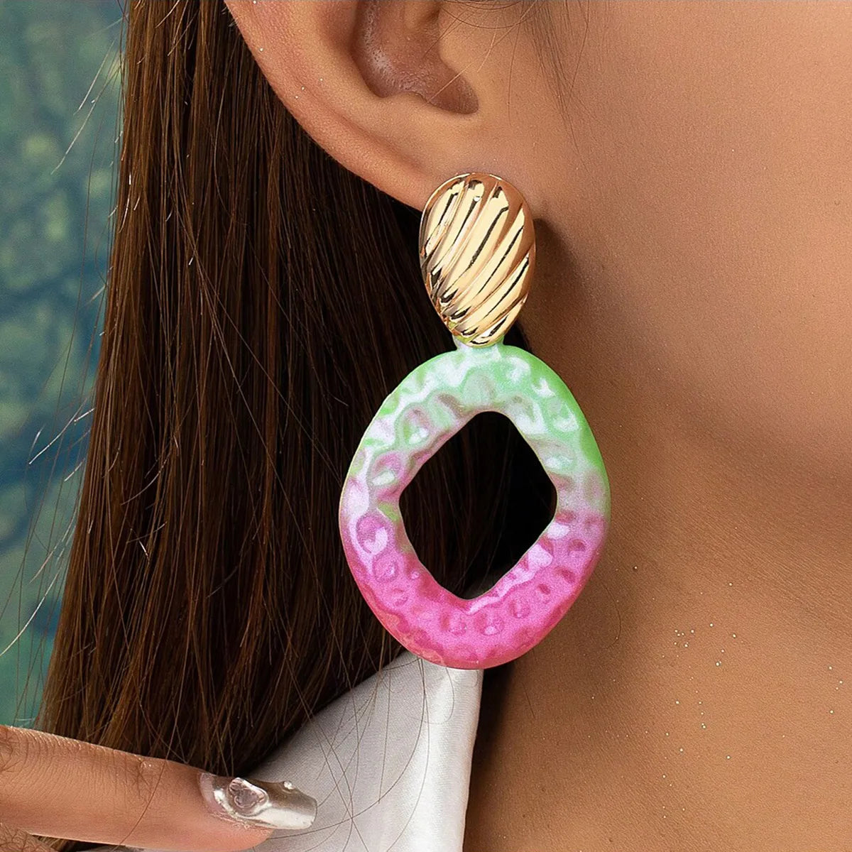 1 Pair IG Style Modern Style Streetwear Geometric Color Block Iron Drop Earrings