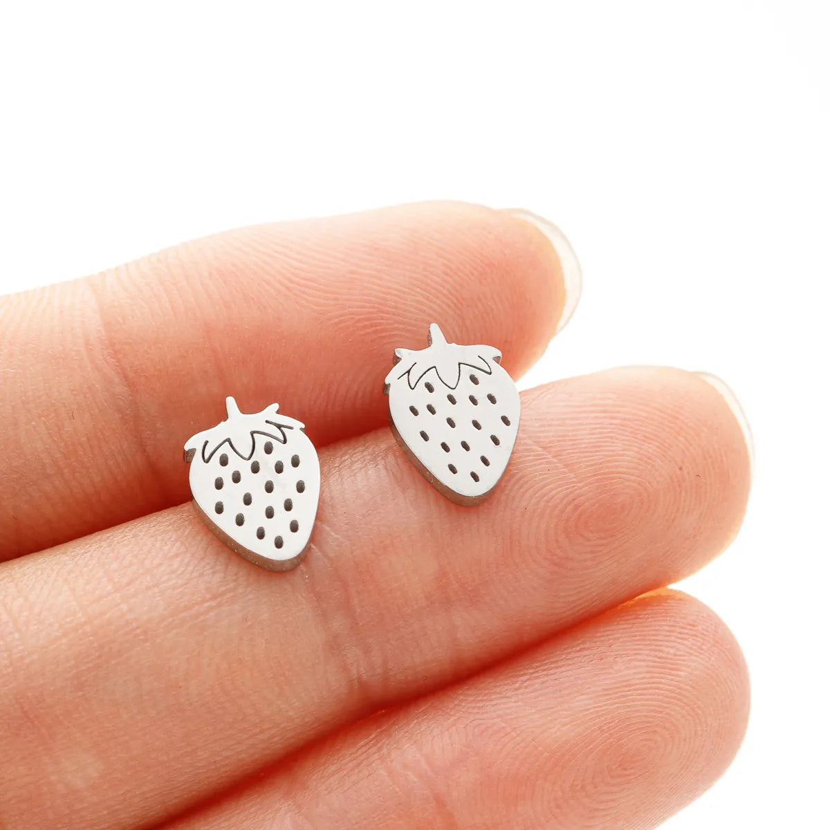 1 Pair IG Style Modern Style Sweet Mermaid Apple Strawberry Polishing Plating 304 Stainless Steel 18K Gold Plated Ear Studs