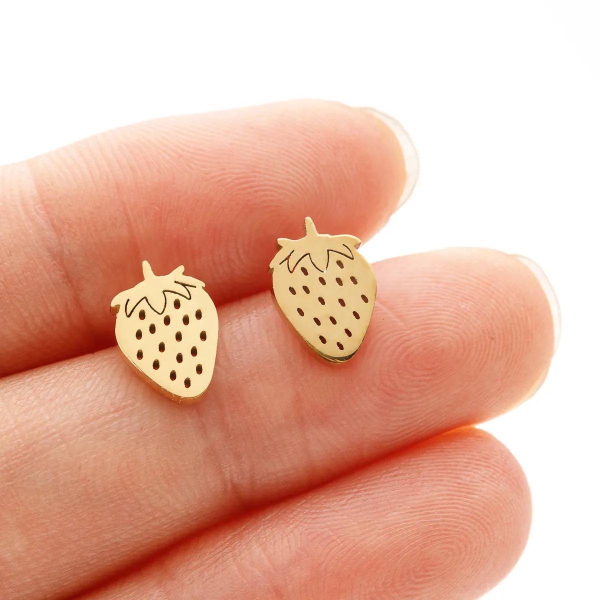 1 Pair IG Style Modern Style Sweet Mermaid Apple Strawberry Polishing Plating 304 Stainless Steel 18K Gold Plated Ear Studs