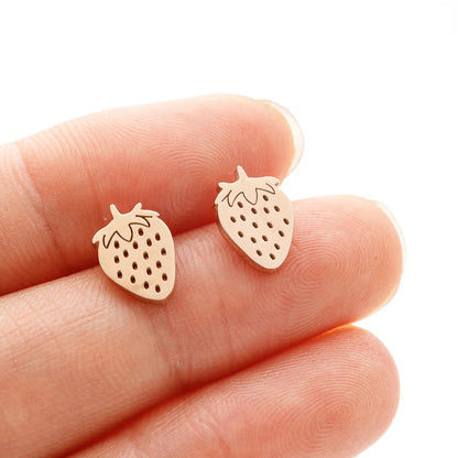 1 Pair IG Style Modern Style Sweet Mermaid Apple Strawberry Polishing Plating 304 Stainless Steel 18K Gold Plated Ear Studs