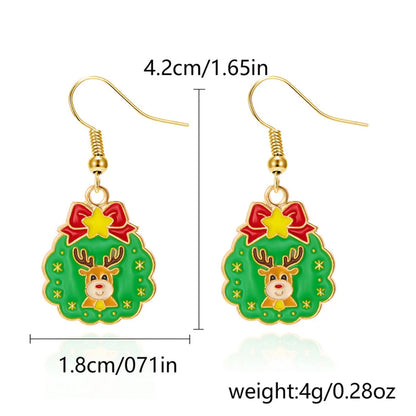 1 Pair IG Style Nordic Style Cartoon Character Christmas Tree Snowflake Enamel Zinc Alloy Drop Earrings Ear Studs