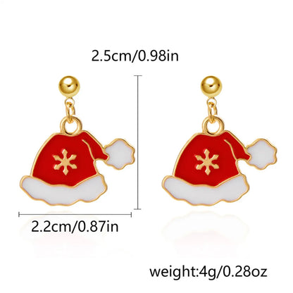 1 Pair IG Style Nordic Style Cartoon Character Christmas Tree Snowflake Enamel Zinc Alloy Drop Earrings Ear Studs