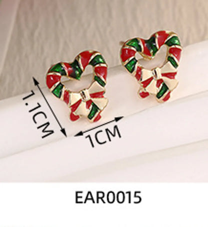 1 Pair IG Style Nordic Style Cute Christmas Tree Heart Shape Snowflake Plating Alloy Ear Studs