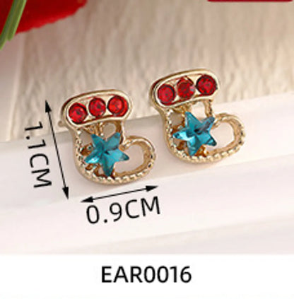 1 Pair IG Style Nordic Style Cute Christmas Tree Heart Shape Snowflake Plating Alloy Ear Studs