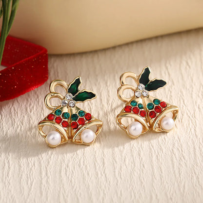 1 Pair IG Style Nordic Style Cute Christmas Tree Heart Shape Snowflake Plating Alloy Ear Studs