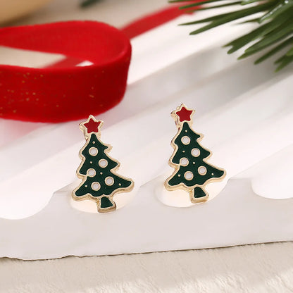 1 Pair IG Style Nordic Style Cute Christmas Tree Heart Shape Snowflake Plating Alloy Ear Studs