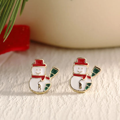 1 Pair IG Style Nordic Style Cute Christmas Tree Heart Shape Snowflake Plating Alloy Ear Studs