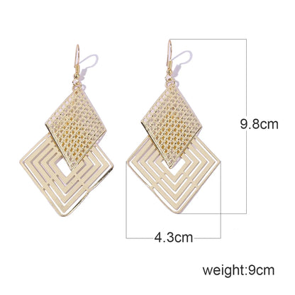 1 Pair IG Style Nordic Style Exaggerated Rhombus Metal Gold Plated Drop Earrings