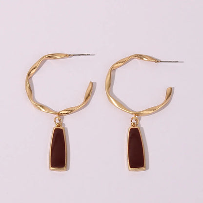 1 Pair IG Style Nordic Style French Style Geometric Enamel Metal Gold Plated Drop Earrings