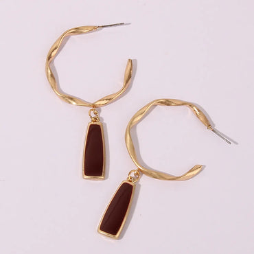 1 Pair IG Style Nordic Style French Style Geometric Enamel Metal Gold Plated Drop Earrings