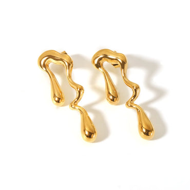 1 Pair Ig Style Nordic Style Irregular Solid Color Plating Stainless Steel 18k Gold Plated Ear Studs