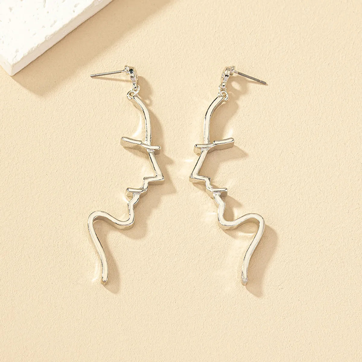 1 Pair Ig Style Nordic Style Punk Human Face Plating Alloy Ear Studs