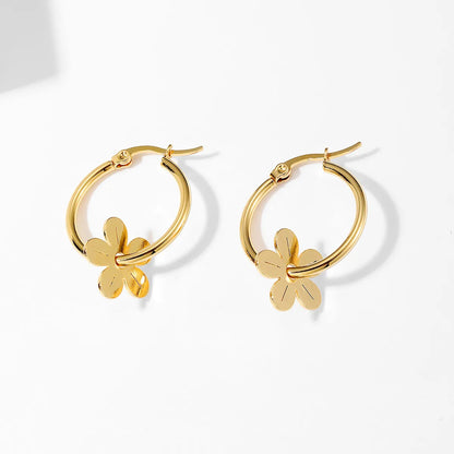 1 Pair Ig Style Pastoral Flower Plating Three-dimensional Stainless Steel 18k Gold Plated Drop Earrings