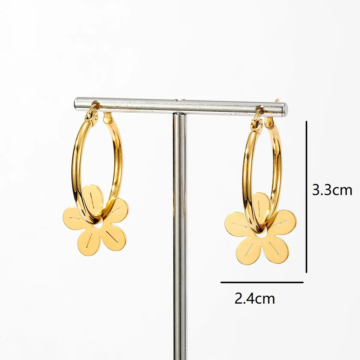 1 Pair Ig Style Pastoral Flower Plating Three-dimensional Stainless Steel 18k Gold Plated Drop Earrings