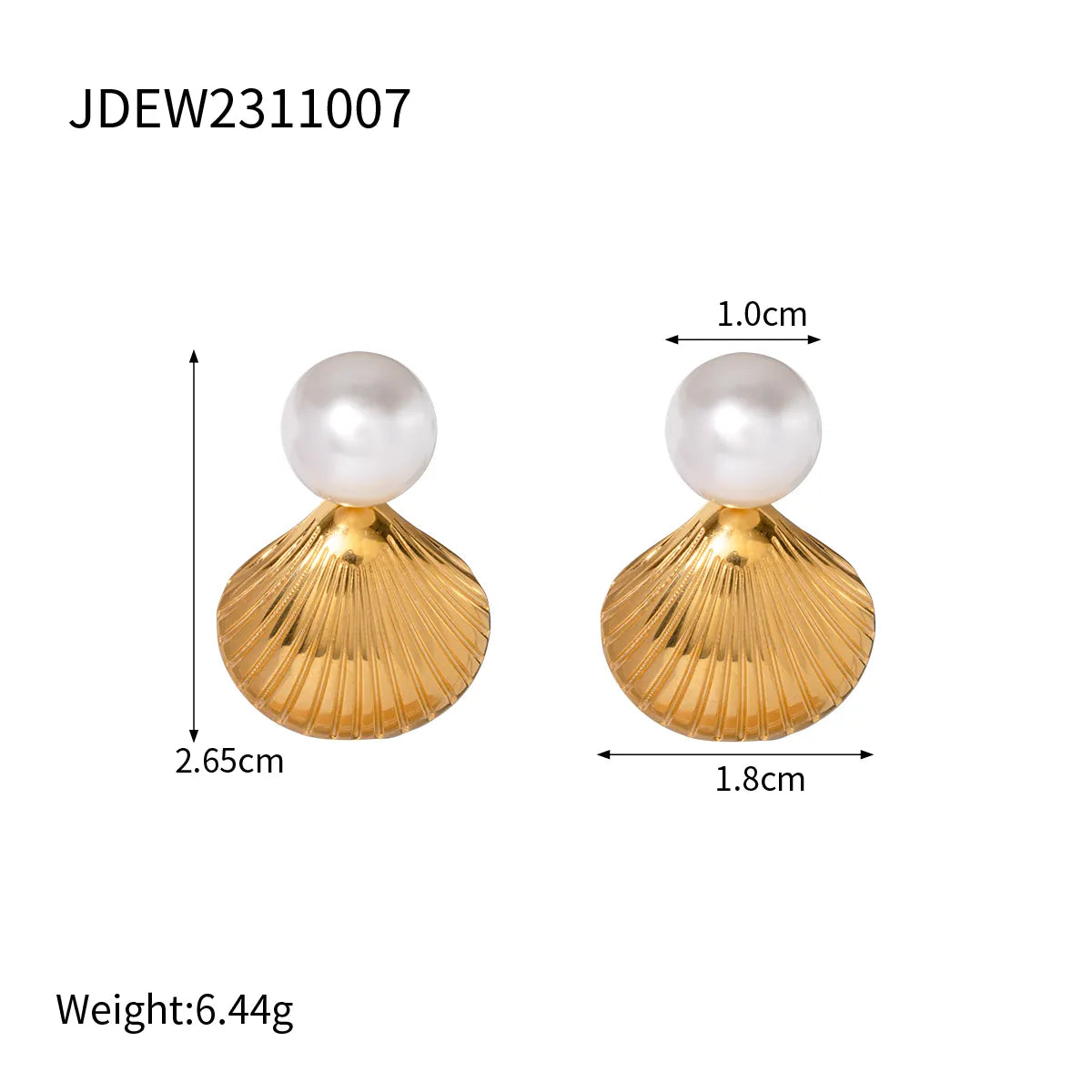 1 Pair Ig Style Pearl Shell Plating Stainless Steel 18k Gold Plated Ear Studs