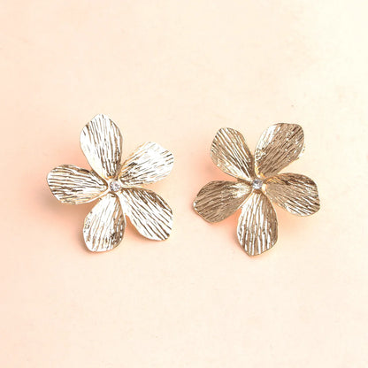 1 Pair Ig Style Petal Plating Inlay Alloy Rhinestones Gold Plated Ear Studs