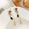 1 Pair Ig Style Poker Enamel Plating Inlay Alloy Metal Artificial Pearls Drop Earrings