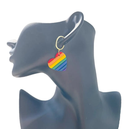 1 Pair IG Style Rainbow Soft Clay 14K Gold Plated Drop Earrings