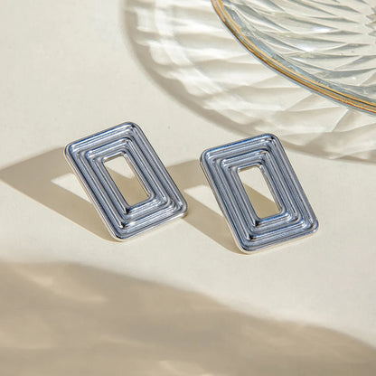 1 Pair IG Style Rectangle 304 Stainless Steel Ear Studs