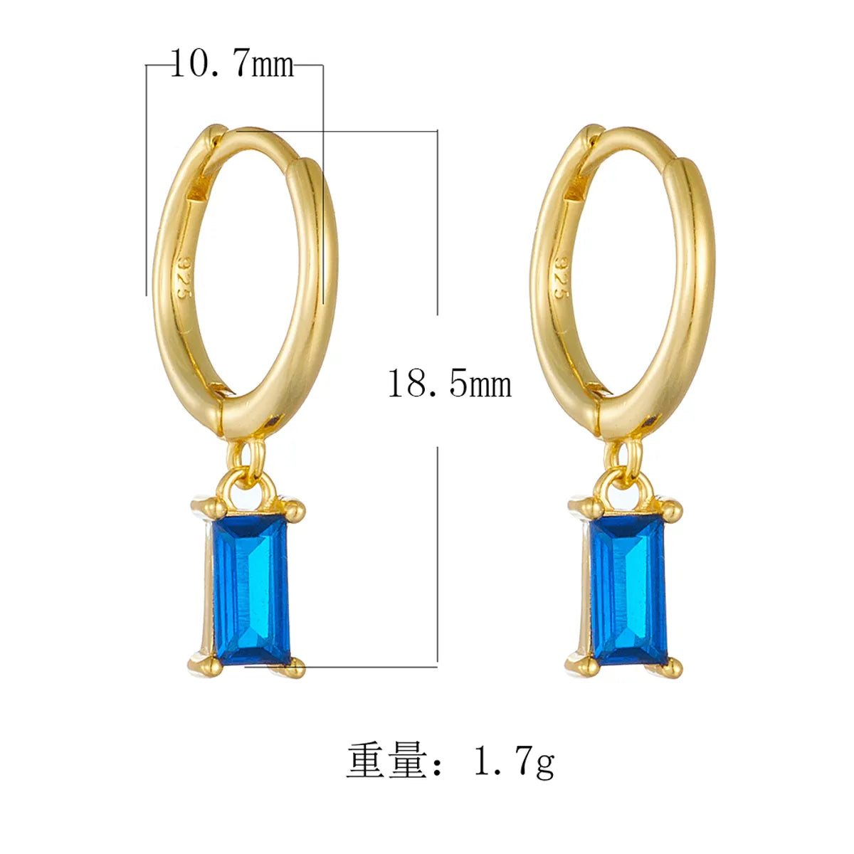 1 Pair Ig Style Rectangle Plating Inlay Sterling Silver Zircon 14k Gold Plated Rhodium Plated Drop Earrings