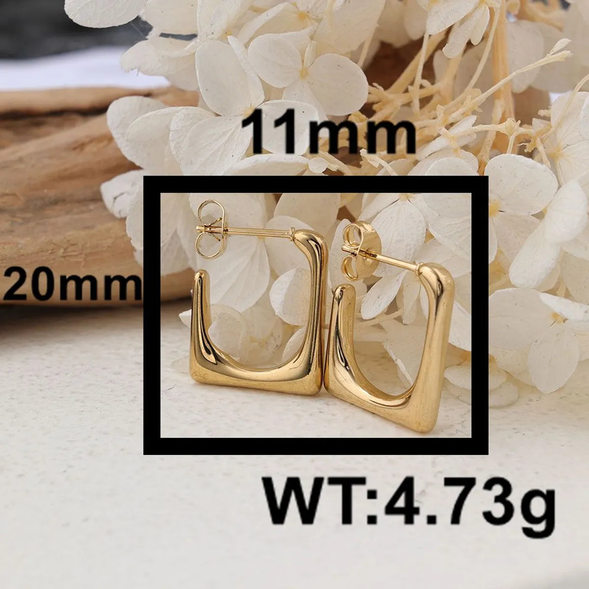 1 Pair Ig Style Rectangle Plating Stainless Steel Ear Studs