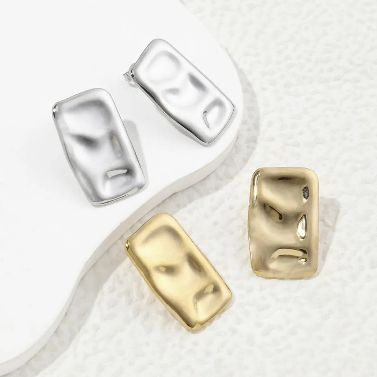 1 Pair Ig Style Rectangle Polishing Plating Copper 18k Gold Plated Ear Studs