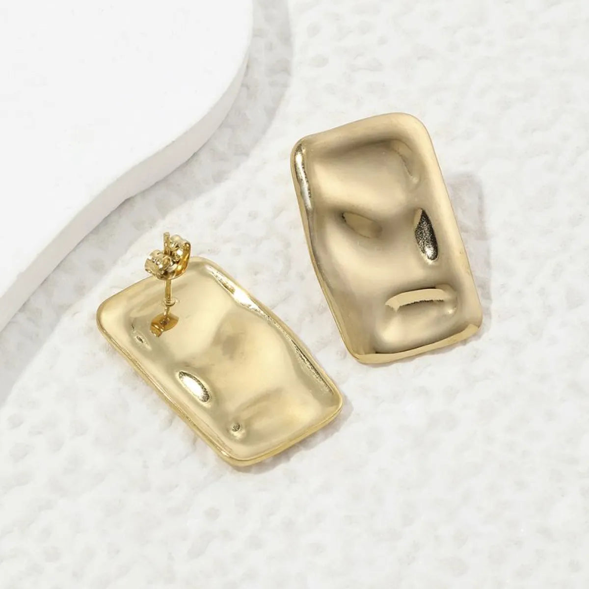 1 Pair Ig Style Rectangle Polishing Plating Copper 18k Gold Plated Ear Studs