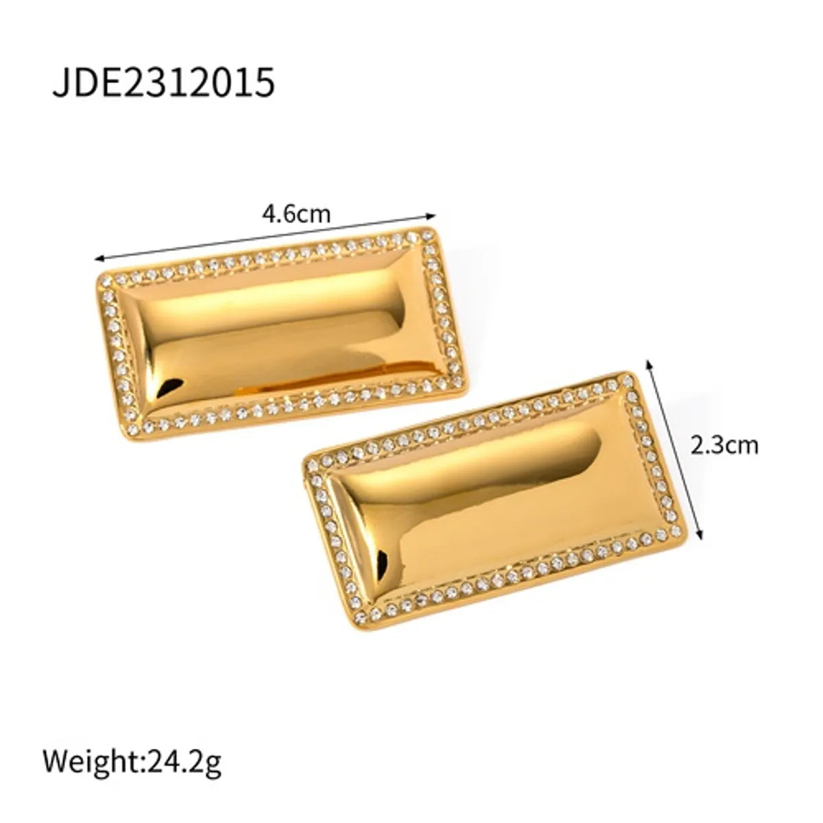 1 Pair Ig Style Rectangle Stainless Steel 18k Gold Plated Ear Studs