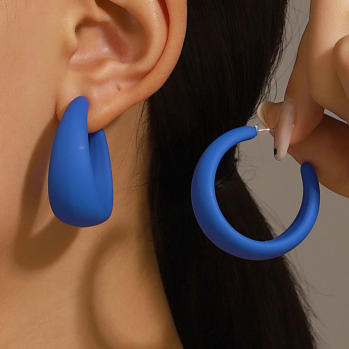 1 Pair Ig Style Retro C Shape Resin Ear Studs