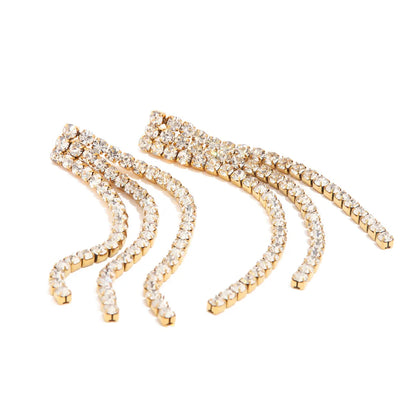 1 Pair IG Style Retro Classic Style Chain Inlay 304 Stainless Steel Zircon 18K Gold Plated Drop Earrings