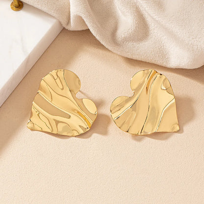 1 Pair Ig Style Retro Commute Heart Shape Plating Alloy Gold Plated Ear Studs