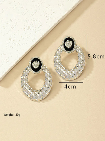 1 Pair Ig Style Retro Commute Oval Lion Plating Alloy Drop Earrings