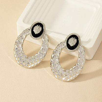 1 Pair Ig Style Retro Commute Oval Lion Plating Alloy Drop Earrings