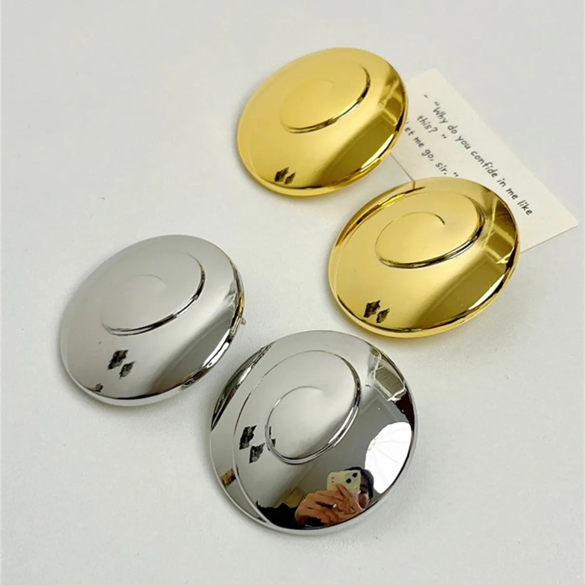 1 Pair Ig Style Retro French Style Round Plating Alloy Gold Plated Silver Plated Ear Studs