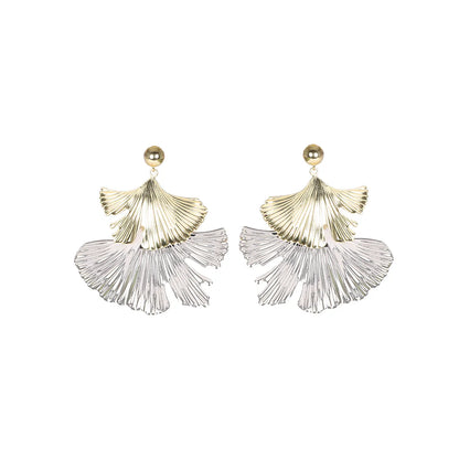 1 Pair Ig Style Retro Ginkgo Leaf Plating Copper Drop Earrings