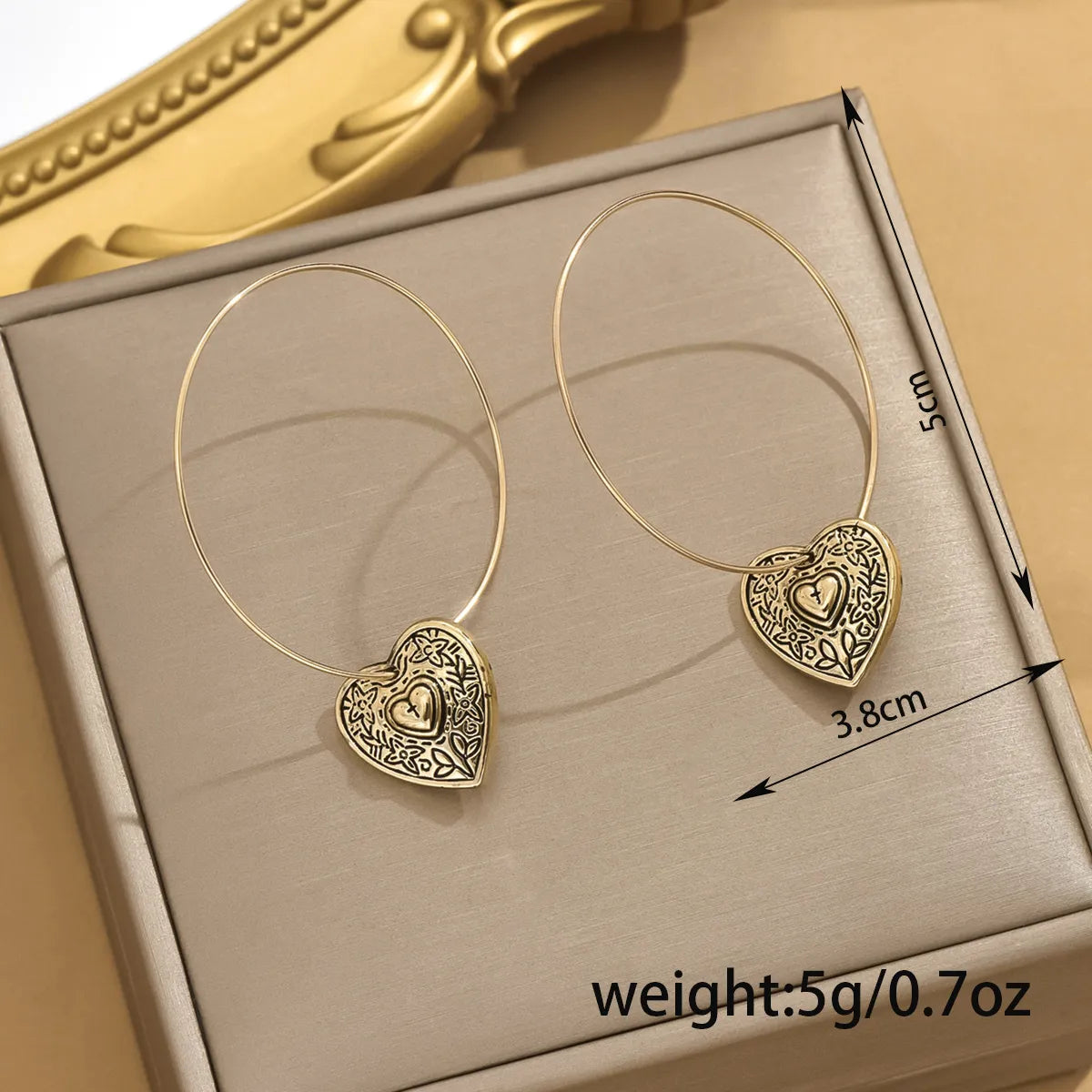 1 Pair IG Style Retro Heart Shape Alloy Zinc Drop Earrings