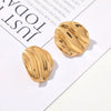 1 Pair IG Style Retro Maple Leaf Shell Lightning Plating Pleated 304 Stainless Steel 18K Gold Plated Ear Studs