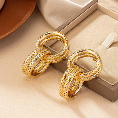 1 Pair Ig Style Retro Round Plating Alloy Gold Plated Drop Earrings