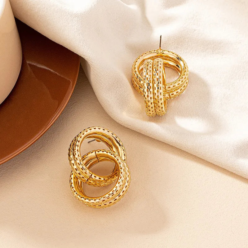 1 Pair Ig Style Retro Round Plating Alloy Gold Plated Drop Earrings