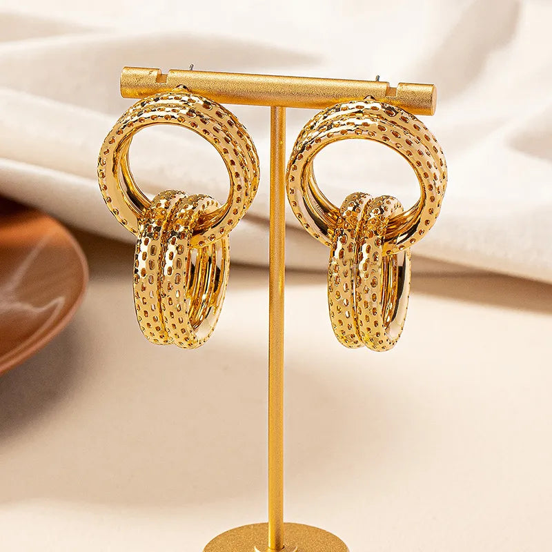 1 Pair Ig Style Retro Round Plating Alloy Gold Plated Drop Earrings