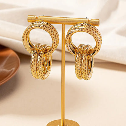 1 Pair Ig Style Retro Round Plating Alloy Gold Plated Drop Earrings