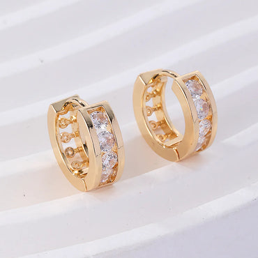 1 Pair IG Style Retro Simple Style Geometric Round Plating Inlay Copper Zircon K Gold Plated Ear Studs