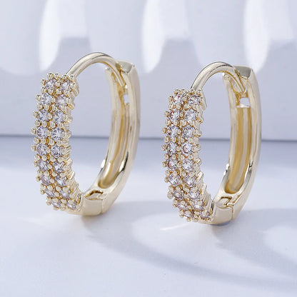 1 Pair IG Style Retro Simple Style Geometric Round Plating Inlay Copper Zircon K Gold Plated Ear Studs