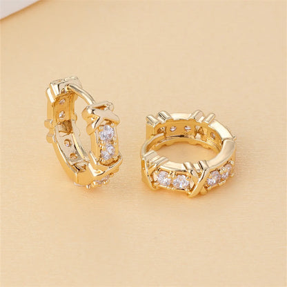 1 Pair IG Style Retro Simple Style Geometric Round Plating Inlay Copper Zircon K Gold Plated Ear Studs