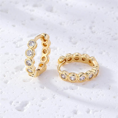 1 Pair IG Style Retro Simple Style Geometric Round Plating Inlay Copper Zircon K Gold Plated Ear Studs