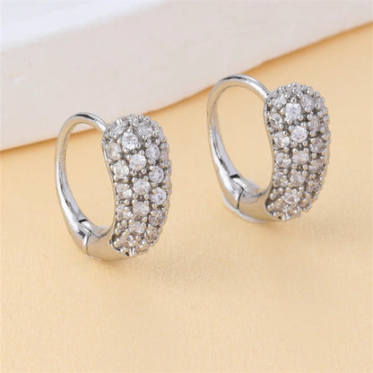 1 Pair IG Style Retro Simple Style Geometric Round Plating Inlay Copper Zircon K Gold Plated Ear Studs